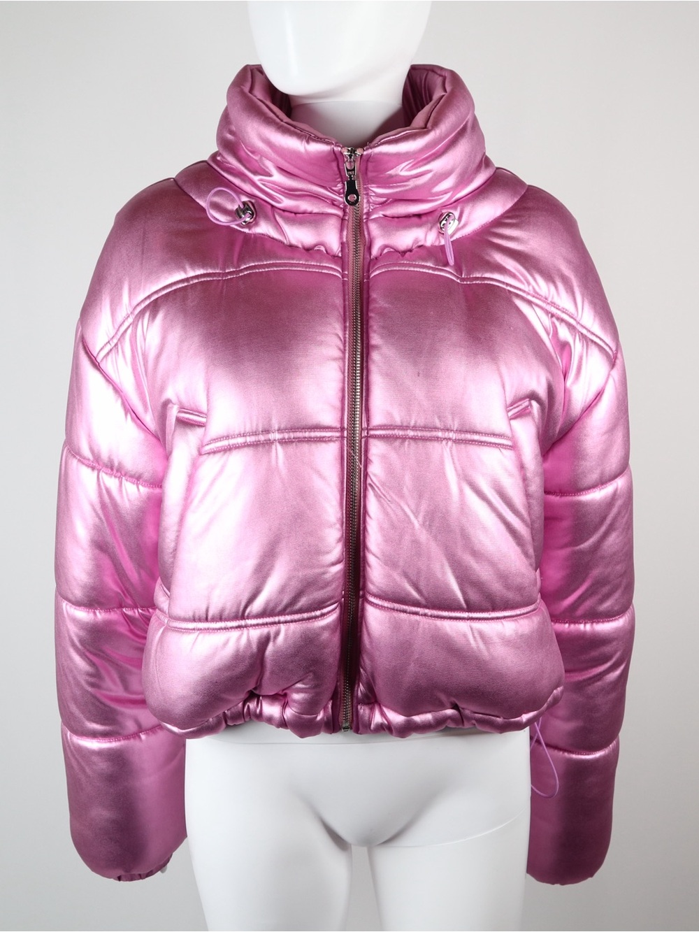 TACH | Metallic Pink Puffer Jacket Women's Short Coat | Size XS